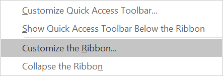 customise excel ribbon